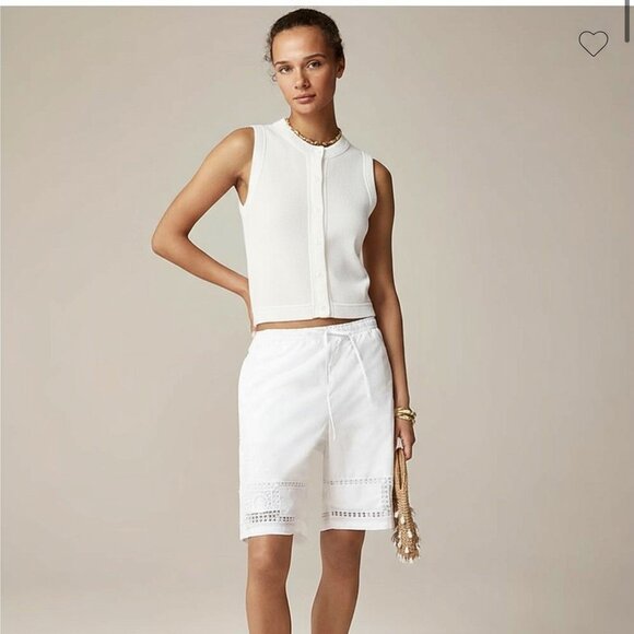 J. Crew white cropped knit sweater shell vest button front coastal preppy fall S - Picture 9 of 9